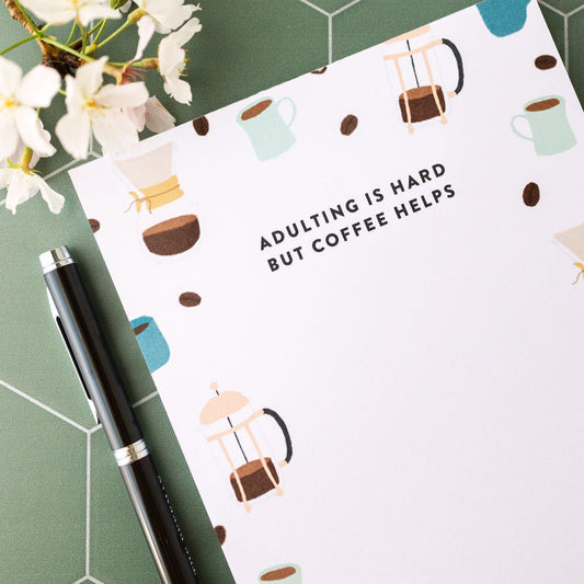 Coffee and Adulting Notepad by Joy Paper Co.